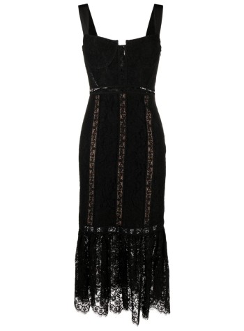 Black Cord Lace Midi Dress