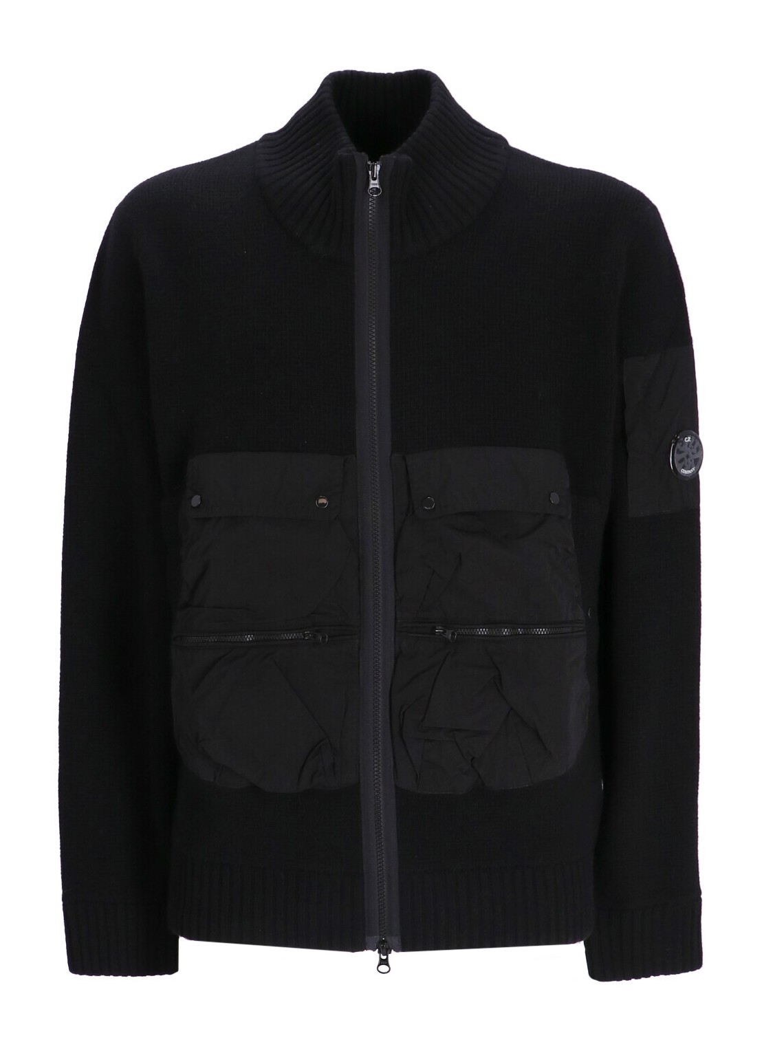 c.p.company outerwear man lambswool mixed utility zipped knit