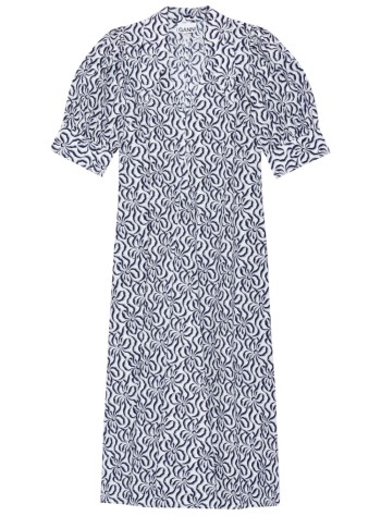 Printed Cotton V -Neck Long Dress
