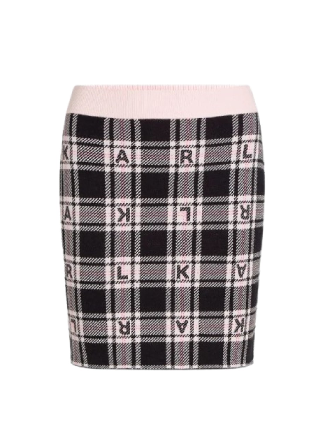 checked knit skirt