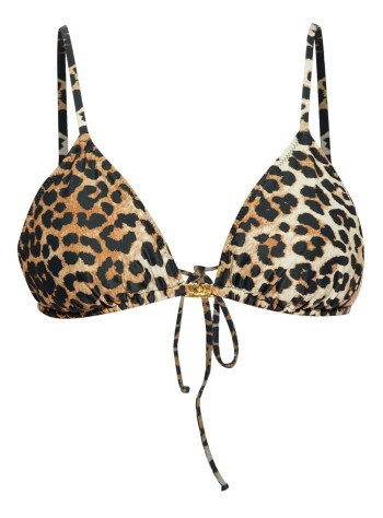 Recycled Printed String Bikini Top Leopard