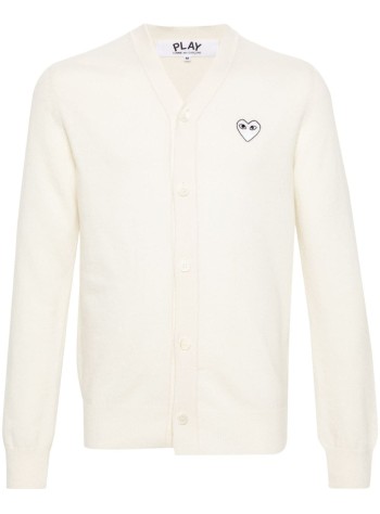 Play White Heart Men Cardigan Natural Color
