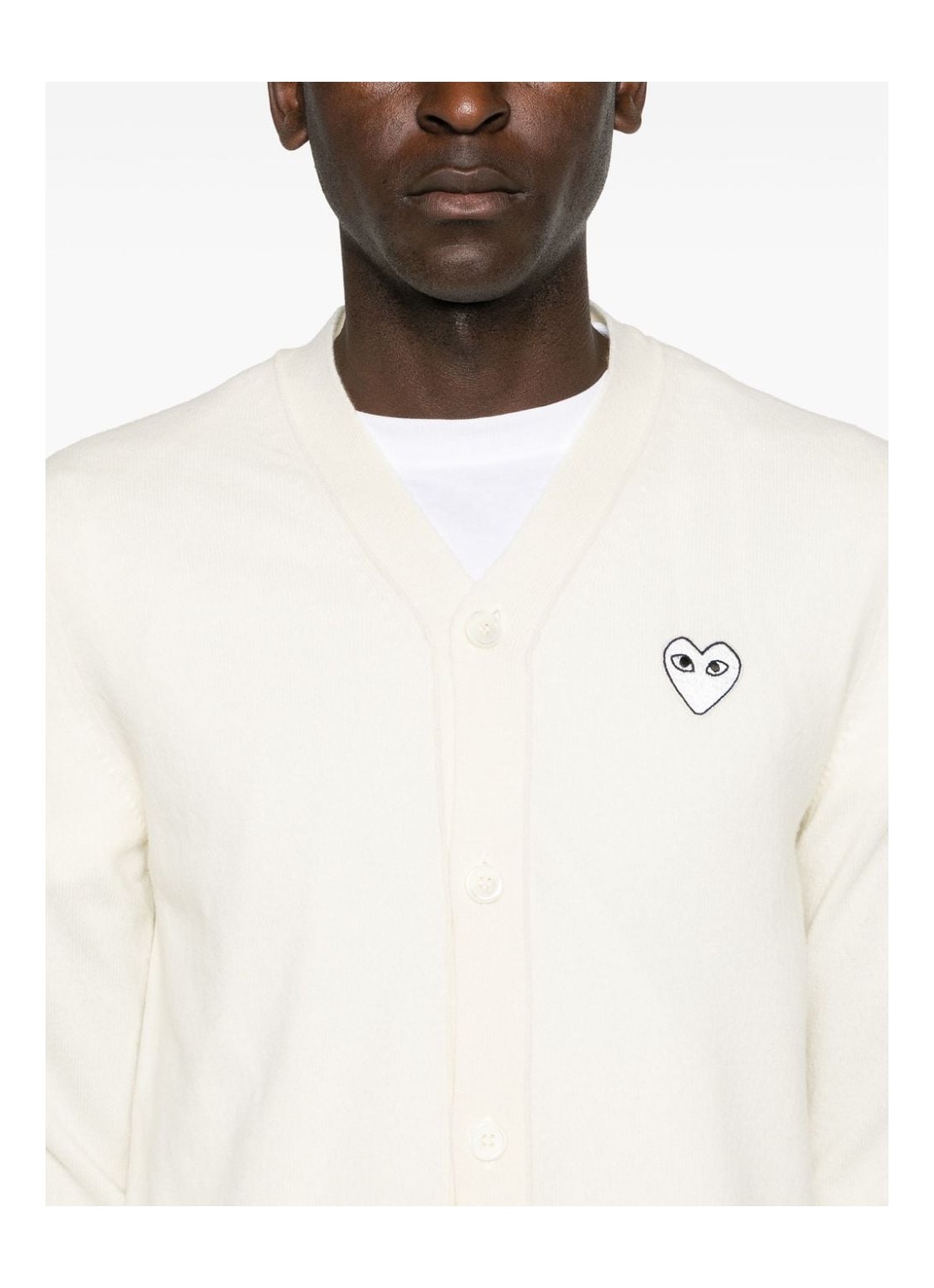 comme des garcons knitwear manplay white heart men cardigan natural color axn066051 natural Talla M