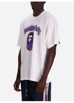 bape t-shirt manmad flame ape head relaxed fit tee m - 1k30110320 wht