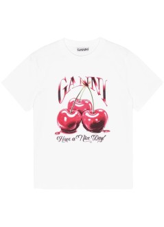 ganni top womanbasic jersey cherry relaxed t-shirt - t4004 151