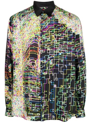 Fluid Ls Shirt "X -Spectrum " Printed Silk