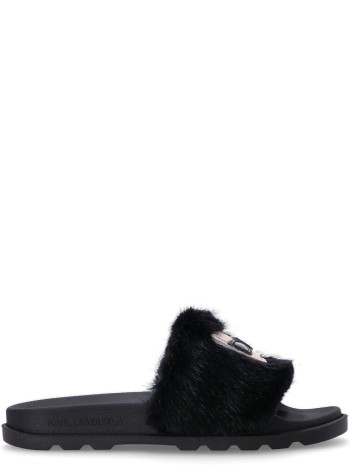 karl lagerfeld flat shoe woman kondo tred ikonic fur slide kl80974 wf0 ...