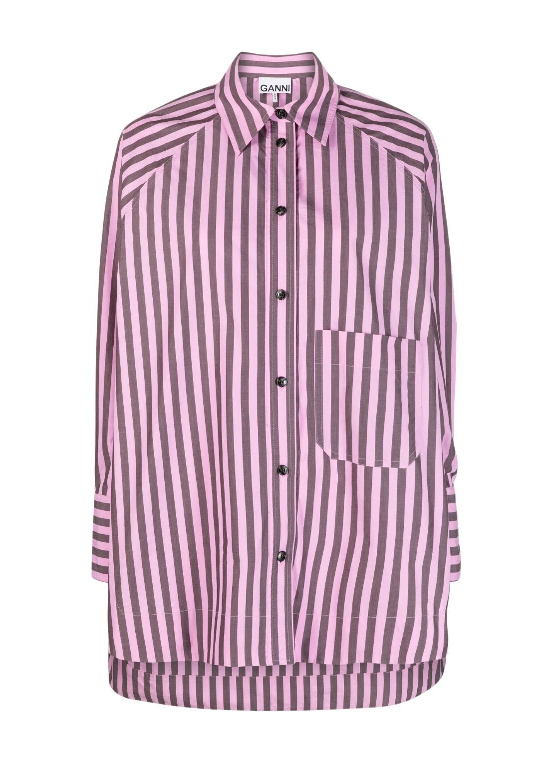 Stripe Cotton Oversize Raglan Shirt